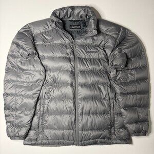 Marmot Jacket Goose Down 800 Fill Men’s Size XL Dark Gray Puffer Full Zip
